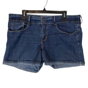 Levis Denizen Jean Shorts Women 16 Blue Denim Stretch 5-Pockets High-Rise Cuffed